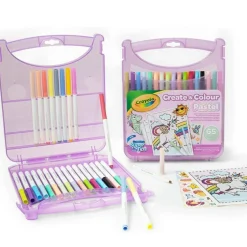 CRAYOLA pastel valigetta rosa – set 65 pezzi con pennarelli lavabili supertips, colori assortiti pastello – attività creativa e regalo bambini 4+><noscript><img width=
