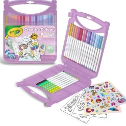 CRAYOLA pastel valigetta rosa – set 65 pezzi con pennarelli lavabili supertips, colori assortiti pastello – attività creativa e regalo bambini 4+><noscript><img width=
