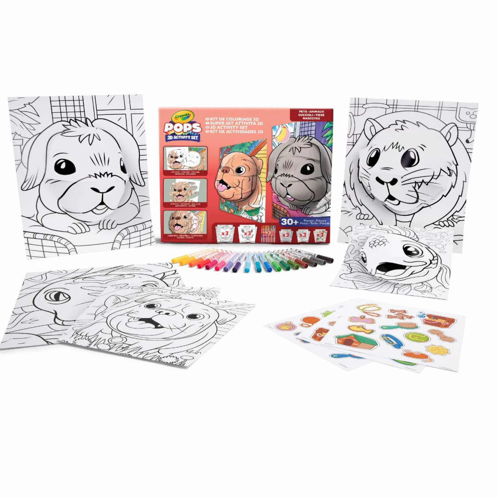 CRAYOLA pops 3d activity set cuccioli di animali – colora e crea disegni tridimensionali> Kit Artistici E Pittura