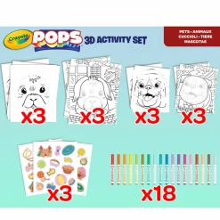 CRAYOLA pops 3d activity set cuccioli di animali – colora e crea disegni tridimensionali><noscript><img width=