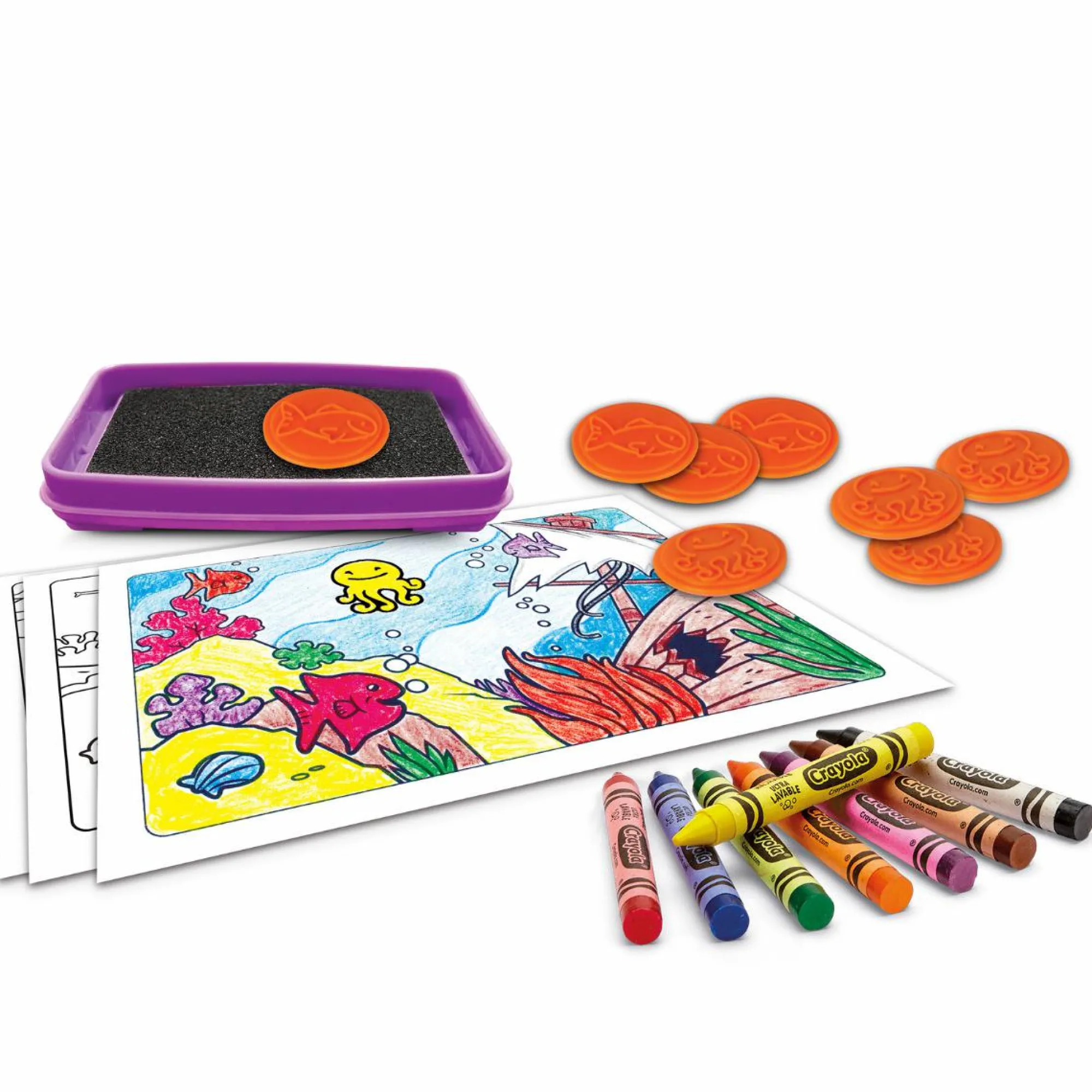 CRAYOLA set timbra & colora – con stampini e pastelli a cera, tema animali> Kit Artistici E Pittura