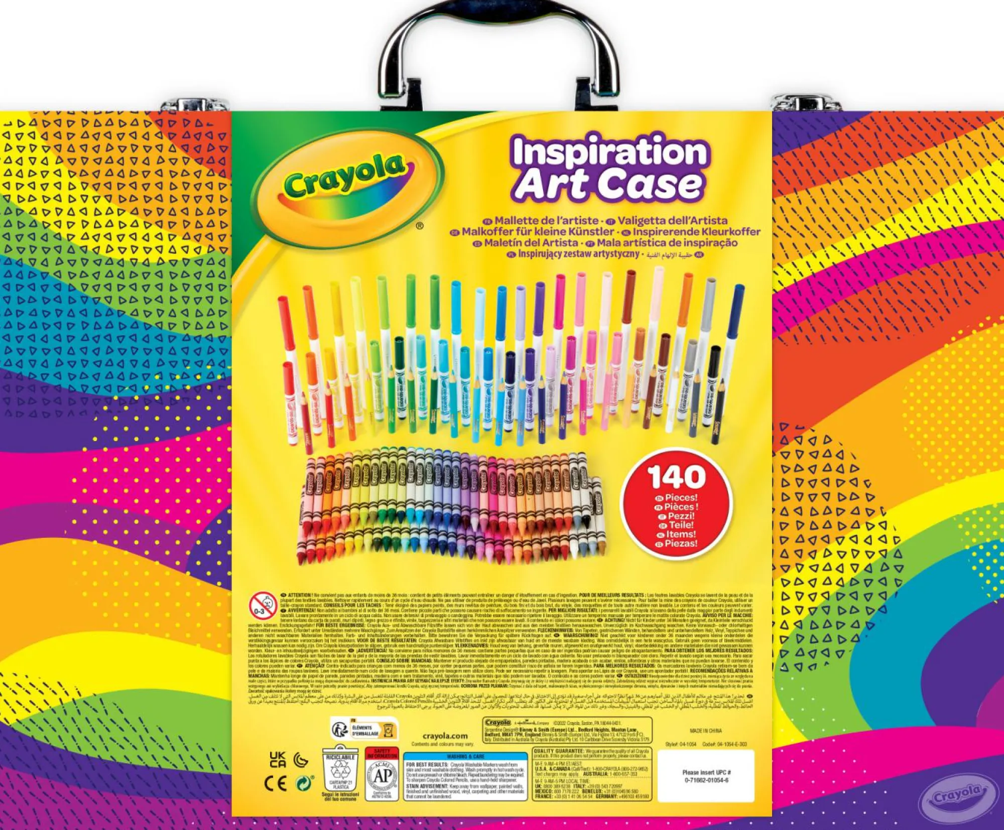 CRAYOLA valigetta colori arcobaleno – kit creativo con 140 pezzi assortiti, età consigliata: 5-10 anni> Kit Artistici E Pittura