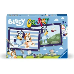 CREART serie junior, bluey, kit dipingere con i numeri, contiene 2 tavole prestampate, pennello, col – ravensburger><noscript><img width=