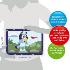 CREART serie junior, bluey, kit dipingere con i numeri, contiene 2 tavole prestampate, pennello, col – ravensburger><noscript><img width=