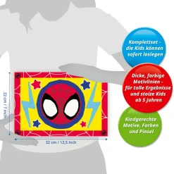 CREART serie junior, spidey, kit dipingere con i numeri, contiene 2 tavole prestampate, pennello, co – ravensburger><noscript><img width=