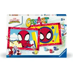 CREART serie junior, spidey, kit dipingere con i numeri, contiene 2 tavole prestampate, pennello, co – ravensburger><noscript><img width=