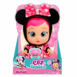CRY BABIES disney minnie, bambola che indossa iconico vestito di minnie con ciuccio e biberon e piange lacrime vere> Bambolotti