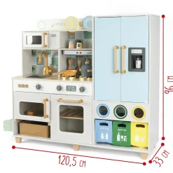 WOOD 'N' PLAY Cucina in legno completa con lavello, forno e frigorifero – impara e divertiti con wood “n” play> Cucine Giocattolo