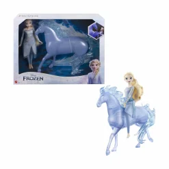 Disney frozen – elsa e nook, set con bambola con abito azzurro e creatura acquatica a forma di cavallo, ispirati al film frozen 2, 3+ anni, hlw58> Fashion Dolls