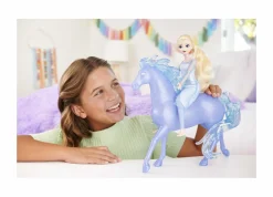 Disney frozen – elsa e nook, set con bambola con abito azzurro e creatura acquatica a forma di cavallo, ispirati al film frozen 2, 3+ anni, hlw58> Fashion Dolls