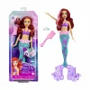 Disney princess – ariel cambia colore, bambola sirenetta con capelli e coda cambia colore, giocattolo acquatico ispirato al film , giocattolo per bambini, 3+ anni, hlw00> Fashion Dolls