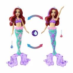 Disney princess – ariel cambia colore, bambola sirenetta con capelli e coda cambia colore, giocattolo acquatico ispirato al film , giocattolo per bambini, 3+ anni, hlw00><noscript><img width=