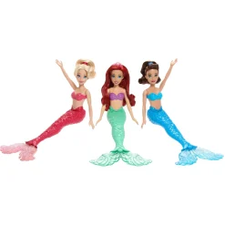 Disney princess – ariel e le sue sorelle, set 3 bambole sirena alla moda con code glitterate><noscript><img width=