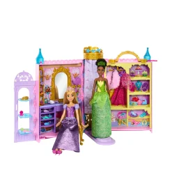 DISNEY PRINCESS – guardaroba da favola, playset armadio apribile fino a 60cm con 2 abiti e 25 accessori><noscript><img width=