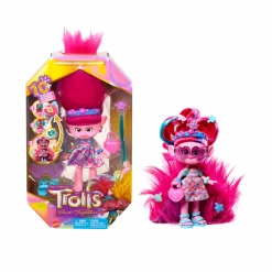 Trolls Dreamworks tutti insieme – regina poppy magiche acconciature, bambola con capelli di peluche trasformabili, abiti e 15+ accessori, look ispirato al film, 3+ anni, hnf16> Mini Dolls