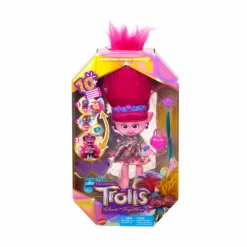 Trolls Dreamworks tutti insieme – regina poppy magiche acconciature, bambola con capelli di peluche trasformabili, abiti e 15+ accessori, look ispirato al film, 3+ anni, hnf16><noscript><img width=