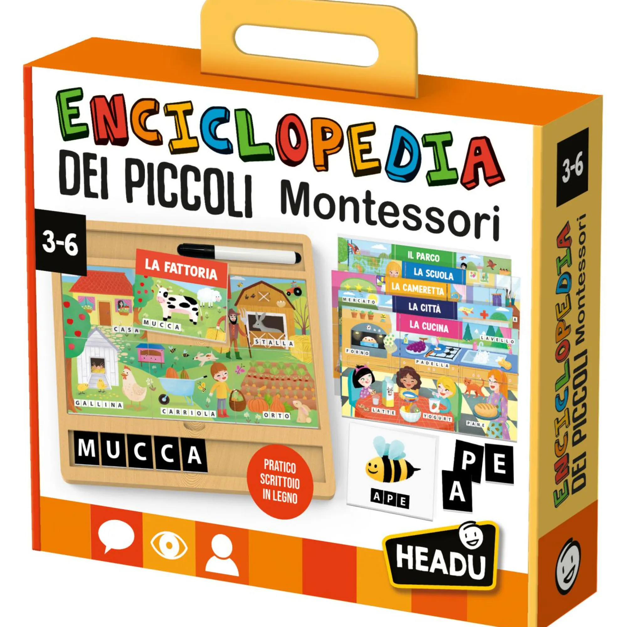 HEADU Enciclopedia dei piccoli montessori. scrivere, leggere e conoscere le parole. made in italy> Primi Apprendimenti