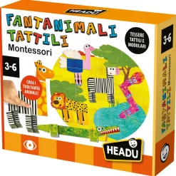 HEADU Fantanimali tattili montessori.gioco di creatività e fantasia!made in italy> Primi Apprendimenti