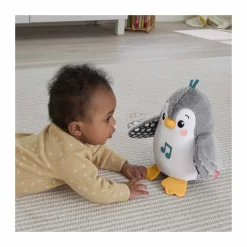 FISHER-PRICE – pinguino dolci coccole, peluche sensoriale con musica e ali che si muovono, per il gioco interattivo da distesi sul pancino, 0+ anni, hnc10> Giochi Musicali