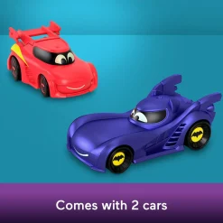 Fisher-price dc batwheels – batcaverna lancia e sfreccia, playset pista ispirato alla batcaverna con 3 piani di gioco, luci e suoni> Garage E Circuiti