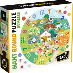 HEADU Giant round puzzle numbers.gioca e conta nella fattoria!made in italy> Puzzle Per Bambini