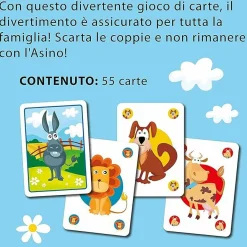 LISCIANI Gioco di carte asino: divertimento per tutta la famiglia – 55 carte colorate -3+><noscript><img width=