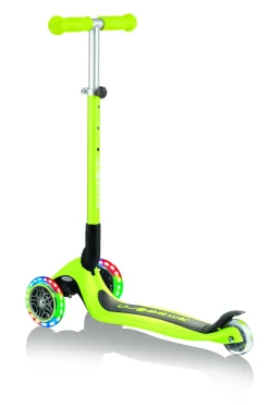 GLOBBER primo foldable lights: monopattino 3 ruote verde – per bambini 3-7 anni> Monopattini