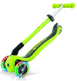 GLOBBER primo foldable lights: monopattino 3 ruote verde – per bambini 3-7 anni> Monopattini