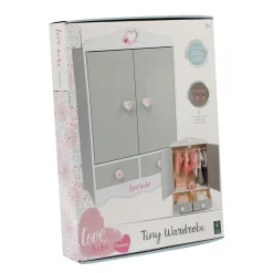 LOVE BEBE' Guardaroba in legno per bambole con pomelli a forma di cuore – love bebe’><noscript><img width=