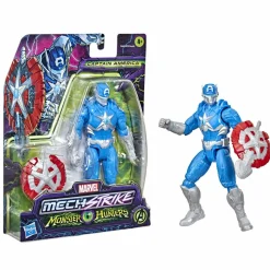 Avengers Hasbro marvel mech strike, giocattolo monster hunters capitan america, action figure in scala da 15 cm, per bambini dai 4 anni in su> Action Figures