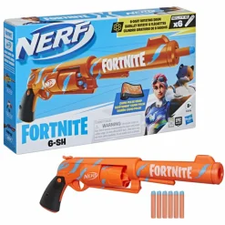 NERF Hasbro fortnite 6-sh – blaster con caricamento con percussore, caricatore a tamburo da 6 dardi, include 6 dardi elite> Giochi Di Abilità E Sport