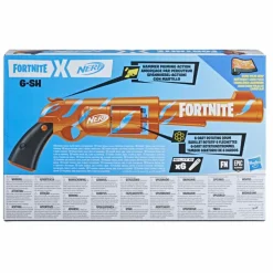 NERF Hasbro fortnite 6-sh – blaster con caricamento con percussore, caricatore a tamburo da 6 dardi, include 6 dardi elite><noscript><img width=