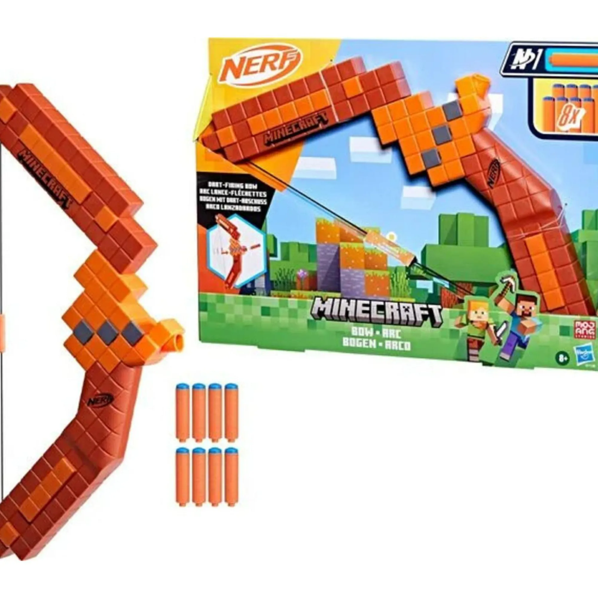 NERF Hasbro minecraft bow dart blaster – include 8 dardi n1> Giochi Di Abilità E Sport