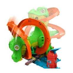 Hot Wheels city – t-rex battaglia infuocata, pista stazione dei pompieri con dinosauro occhi rotanti e camion><noscript><img width=