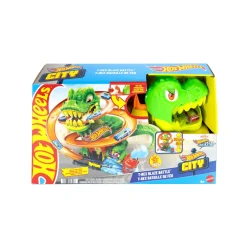 Hot Wheels city – t-rex battaglia infuocata, pista stazione dei pompieri con dinosauro occhi rotanti e camion><noscript><img width=