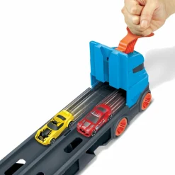 Hot Wheels 2in1 camion trasportatore e pista con 3 macchinine, 4+anni><noscript><img width=
