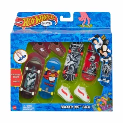 Hot Wheels skate – multi-pack assortimento tony hawk, set con 4 fingerboard assemblate e 2 paia di scarpe da skate rimovibili e in stili diversi, 5+ anni, hgt84><noscript><img width=