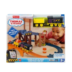 THOMAS & FRIENDS Il trenino thomas – pista cantiere di diesel, set a tema cantiere con pista e 2 veicoli motorizzati><noscript><img width=