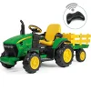 Peg Perego John deere rc tractor trattore elettrico con telecomando radio e rimorchio 1-8 anni> Cavalcabili Elettrici