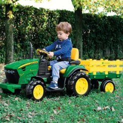 Peg Perego John deere rc tractor trattore elettrico con telecomando radio e rimorchio 1-8 anni><noscript><img width=