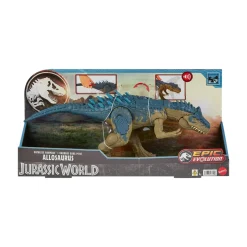 Jurassic World – allosauro furia selvaggia, dinosauro con aculei da combattimento e ruggito, azione d’attacco con il collo e morso attivabili con il pulsante> Action Figures