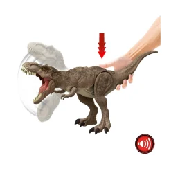 Jurassic World – t-rex attacco selvaggio, dinosauro con aculei evoluti e mossa d’attacco furioso, morso e ruggito><noscript><img width=