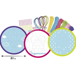 CREA MANIA Kit string art – crea 3 disegni colorati – inclusi fili e chiodini – età 6+ –><noscript><img width=