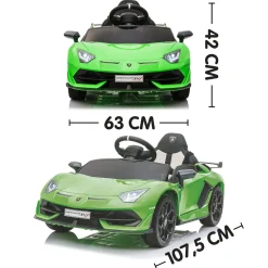 SUN&SPORT Lamborghini aventador svj roadster 12v – auto elettrica per bambini con batteria al litio, telecomando e fari funzionanti><noscript><img width=