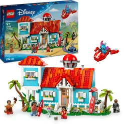 Disney Stitch Lego | disney 43268 casa sulla spiaggia di lilo e stitch, modellino giocattolo con 6 stanze e 5 minifigure, giochi bambini 9+> Mattoncini