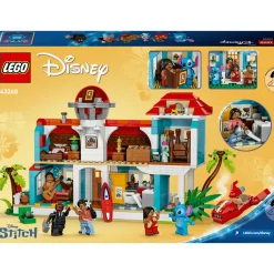 Disney Stitch Lego | disney 43268 casa sulla spiaggia di lilo e stitch, modellino giocattolo con 6 stanze e 5 minifigure, giochi bambini 9+> Mattoncini