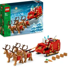 Lego 40499 slitta di babbo natale giocattolo, giochi creativi per bambini 9+ con minifigure e renne, idea regalo natalizia> Mattoncini
