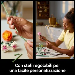 LEGO ICONS Lego botanicals 10342 bouquet di fiori rosa, kit modellismo adulti, decorazioni casa con piante finte, idea regalo donna o uomo><noscript><img width=