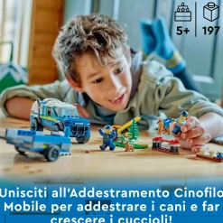 Lego city 60369 addestramento cinofilo mobile con suv macchina polizia giocattolo e rimorchio, 2 animali, giochi per bambini> Mattoncini