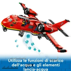 Lego city 60413 aereo antincendio, giocattolo dei vigili del fuoco per bambini di 6+ anni con 3 minifigure dei pompieri><noscript><img width=